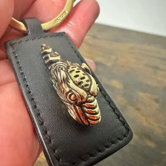 Gucci Tiger‎ Metal Leather Key Ring Keychain Bag Charm